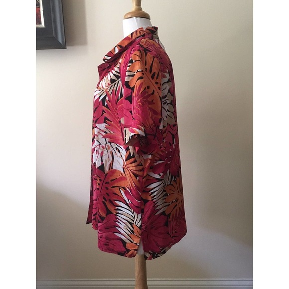 EUC Alfred Dunner Vintage Fuchsia Floral Hawaiian 80's Style Blouse Size 20 - Picture 9 of 12